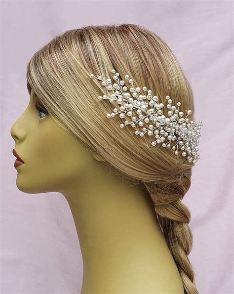Bridal Pearl Headdress Wedding Crystal Headpiece Crystals And Etsy