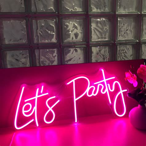Lets Party Neon Sign Flex Led Neon Light Sign Custom Etsy
