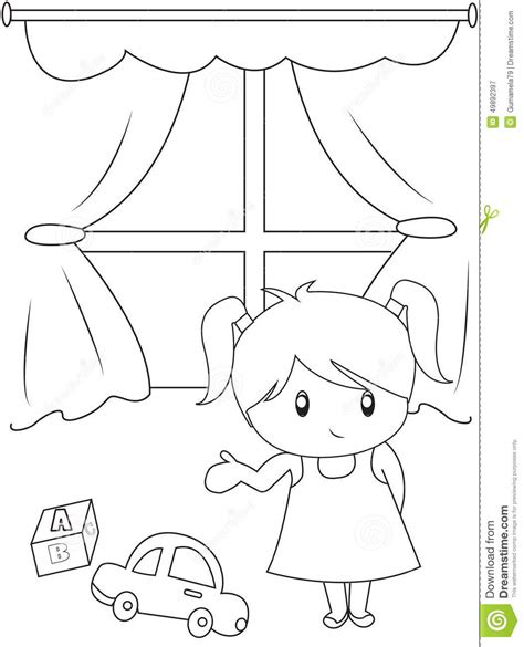 It's relaxing creative play that's fun for both kids and adults. Cute Little Girl Playing Indoors Coloring Page Stock ...