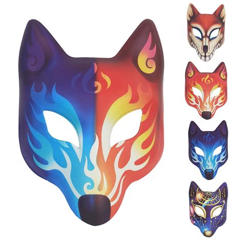 Lubelski Fox Mask Adults Kids Fox Full Face Mask Masquerade Halloween