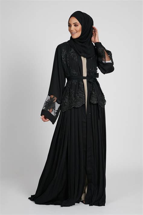 Open Abayas Buy Black White Embellished Patterned And More Online Abayas Fashion Fashion