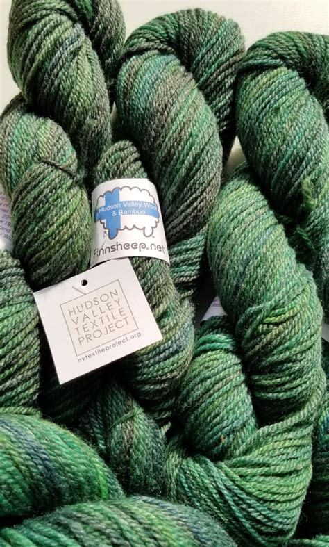 Local Wool And Bamboo 3 Ply Green Variegated Yarn Worsted Weight 7822
