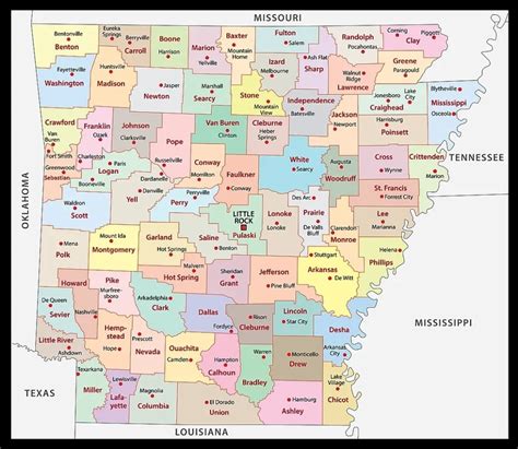Arkansas Map Counties Cities