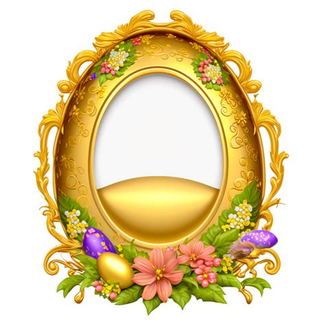Golden Oval Frame With Flower 22984359 Png