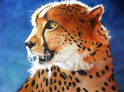 Cheetah Painting Watercolor Rita Måla
