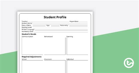 Student Profile Template Word