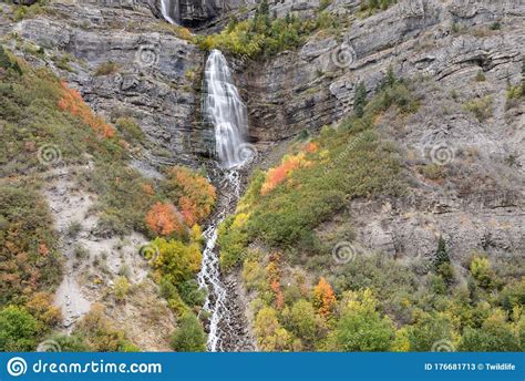 Scenic Bridal Veil Falls Utah In Fall Stock Image Image Of Beauty