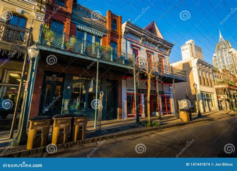 Historic Buildings Along Dauphin Street In Mobile Alabama Editorial