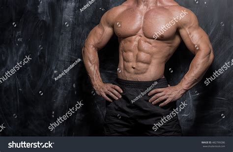 Handsome Muscular Man Bodybuilder Posing Studio Stock Photo Shutterstock