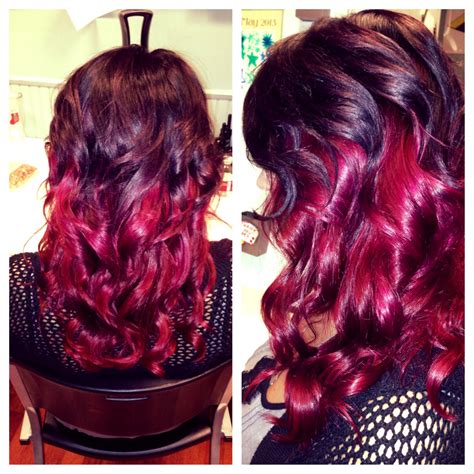 Reddish Fuschia Ombré Hair Color Long Hair Styles Hair Makeup