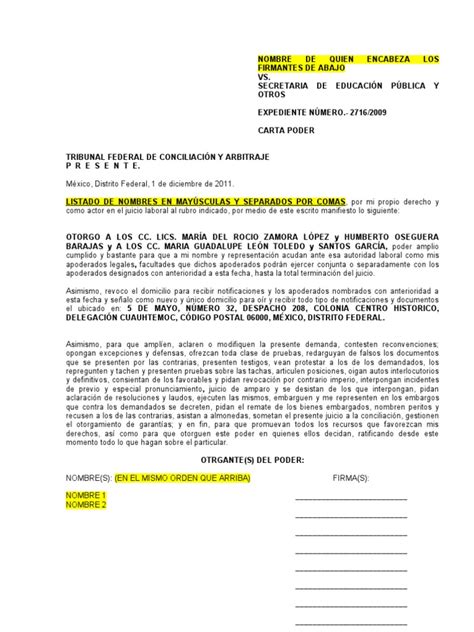 Carta Poder Cend 1 Diciembre 20011 México Gobierno