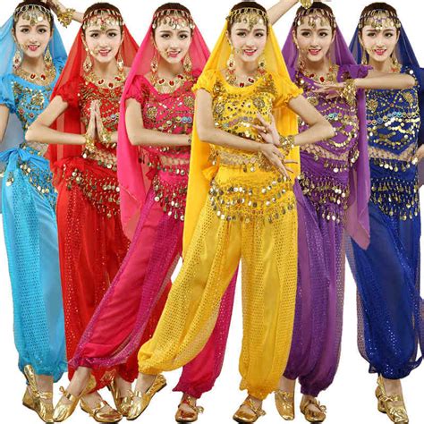 4pcs Sets Sexy India Egypt Belly Dance Costumes Bollywood