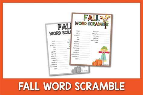 Free Fall Word Scramble Printable