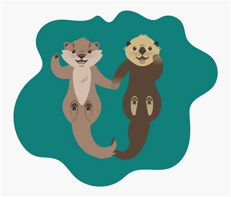 Otter Clipart Transparent Otters Holding Hands Vector Free