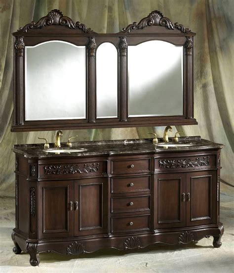 Freshen up your bathroom with this storage vanity sink. 72" Pressley Vanity | 72-inch Double Vanity | Dark Sink Vanity
