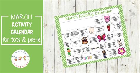 On this page you'll find a quick summary of the topics we focus on in each monthly activity calendar as well as links to the individual monthly pages. March Activity Calendar for Preschoolers | March activities