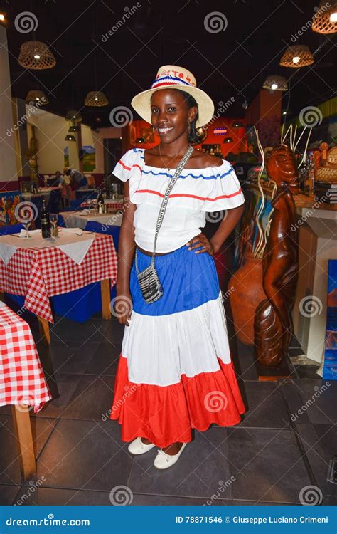 Santo Domingo Dominican Republic Girl In Traditional Dominican Dress El Conde Street