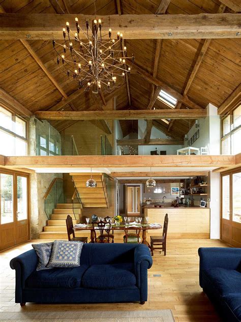 Barn Conversion Interior With Double Height Living Space And Galleried