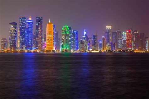 Premium Photo Doha City Skyline Night View Qatar