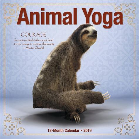 Blue Zulu 2019 Animal Yoga Wall Calendar 04494 The Home Depot