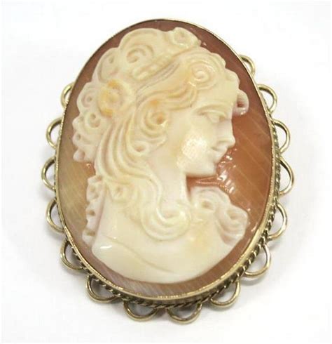9ct Gold Lady Portrait Cameo Brooch Brooches Jewellery