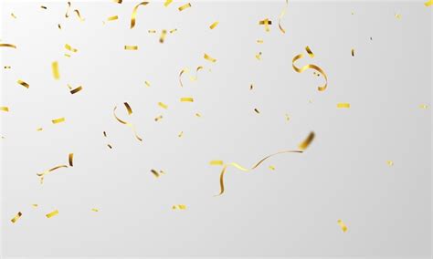 Plantilla de fondo de celebración con cintas de oro confeti Vector