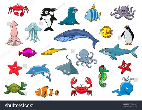 Sea Ocean Animals Vector Cartoon Lobster Stock Vector Royalty Free