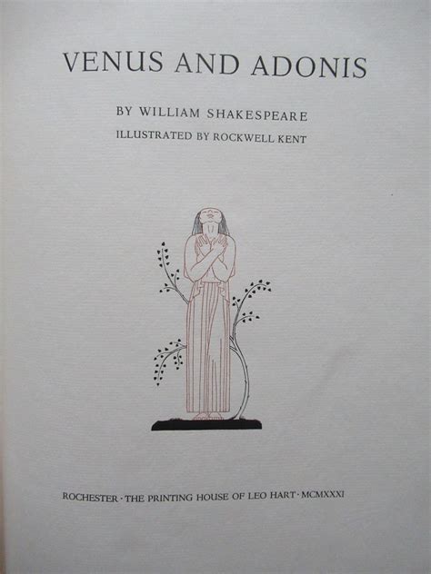 Venus And Adonis William Shakespeare Limited To 1250 Copies Signed