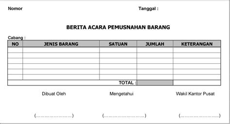 Detail Contoh Berita Acara Pemusnahan Barang Koleksi Nomer 41