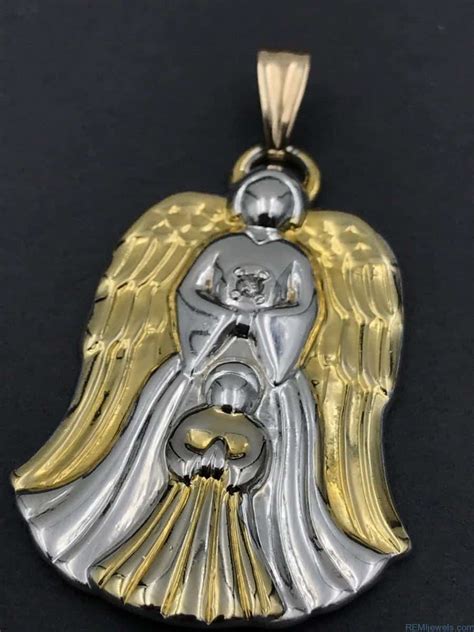 Vintage Gorham Silver Diamond Guardian Angel Pendant Vintage