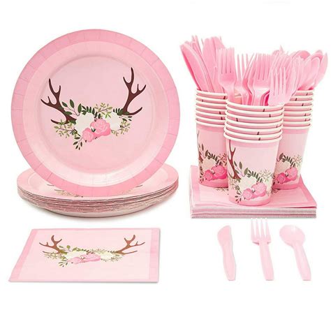 Serves 24 Pink Vintage Floral Tea Party Supplies 144pcs Plates Napkins