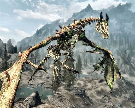 Cursed Skeletal Dragon In Flight From Skyrim Monster Mod At Skyrim