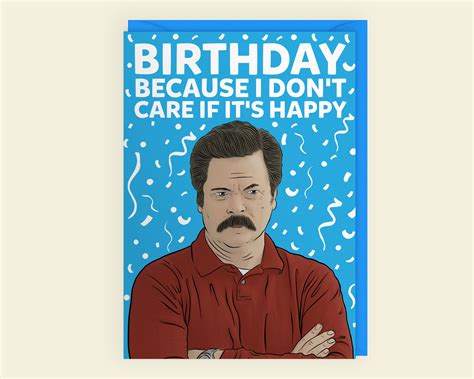 Birthday Ron Swanson Parks And Rec Popular Tv Show Etsy
