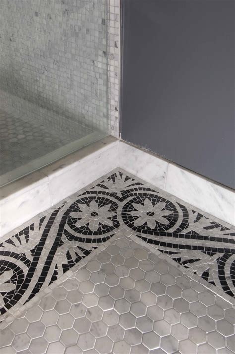 Bathroom tile borders design for home. 30 Ideas on using hex tiles for bathroom floors