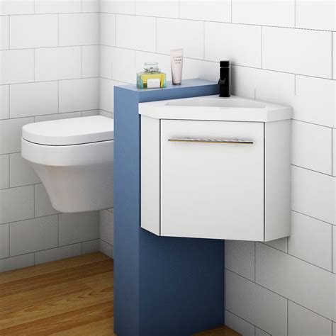 Bathroom Cloakroom Corner Vanity Unit Basin Sink Small Wall Hung Sink