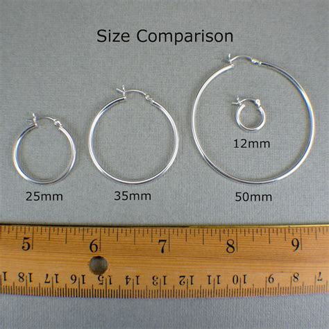 50mm Large 925 Sterling Silver Hoop Earrings 2 Inch 2mm Hollow Etsy