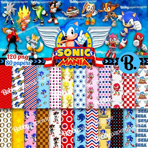 Sonic Digital Papers Sonic Clipart Sonic Paper Sonic Png Sonic Etsy