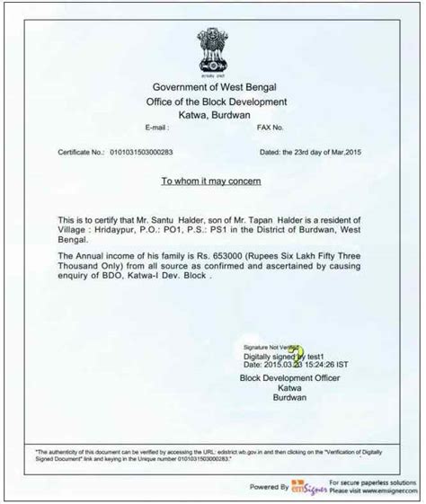 1100) in written form which affirms an individual belongs to a lower class and deserves special quotas specified by here is preview of another sample income certificate template in pdf format BDO Income Certificate Online Application - Domicile Certificate WB e-District