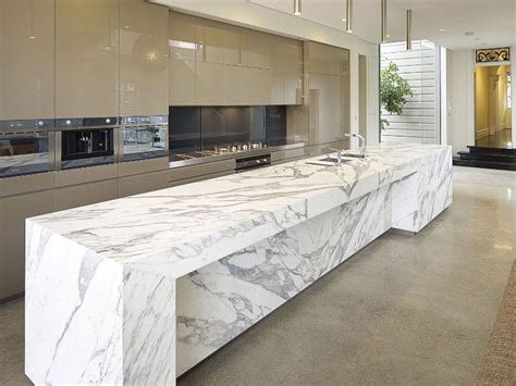 The countertop is an essential component of the kitchen. Interior, Artsitic White Calacatta Marble Kitchen Island ...