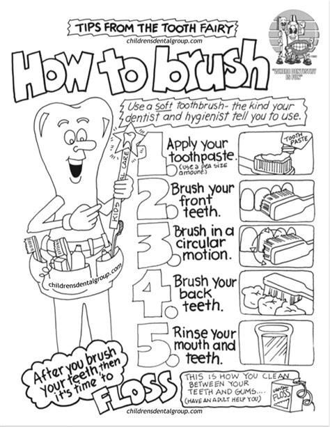 Free Dental Coloring Pages For Kids How To Brush Good Dental Habits