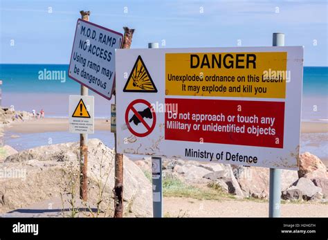 Ministry Of Defence Unexploded Ordnance Warning Signs Mappleton Beach