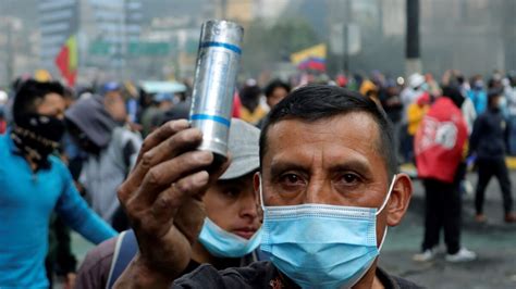 Police Use Tear Gas On Protesters In Ecuador