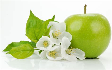 Green Apple With Apple Flowers Close Up Wallpaper Other Wallpaper