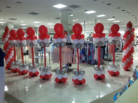 Red White And Silver Balloon Columns By Extra Pop By Yolanda Balloon