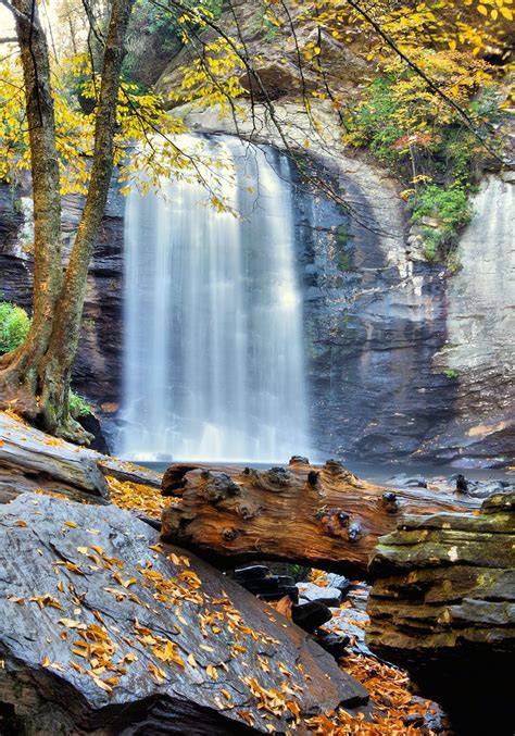 Looking Glass Waterfall In Pisgah National Forest North Carolina With