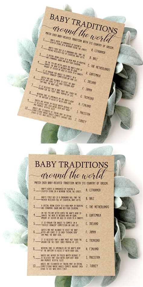 Baby Traditions Around The World Baby Shower Game Baby Etsy Baby