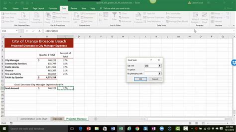 How To Use Goal Seek In Excel 2016 Youtube