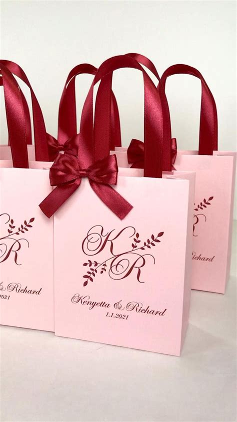 25 Monogram Wedding Welcome Bags With Satin Ribbon Handles And Etsy