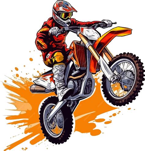 Premium Vector A Motocross Rider On A Motorcycle In A Red Jacket And