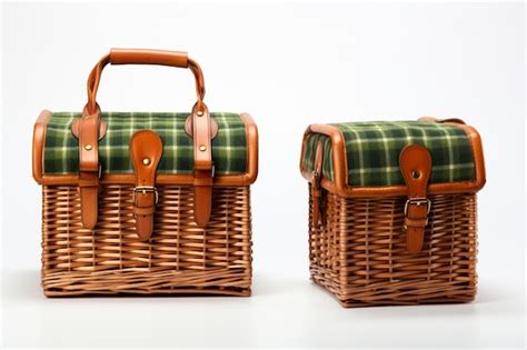 Premium Ai Image Two Wicker Baskets With Handles And Straps On A